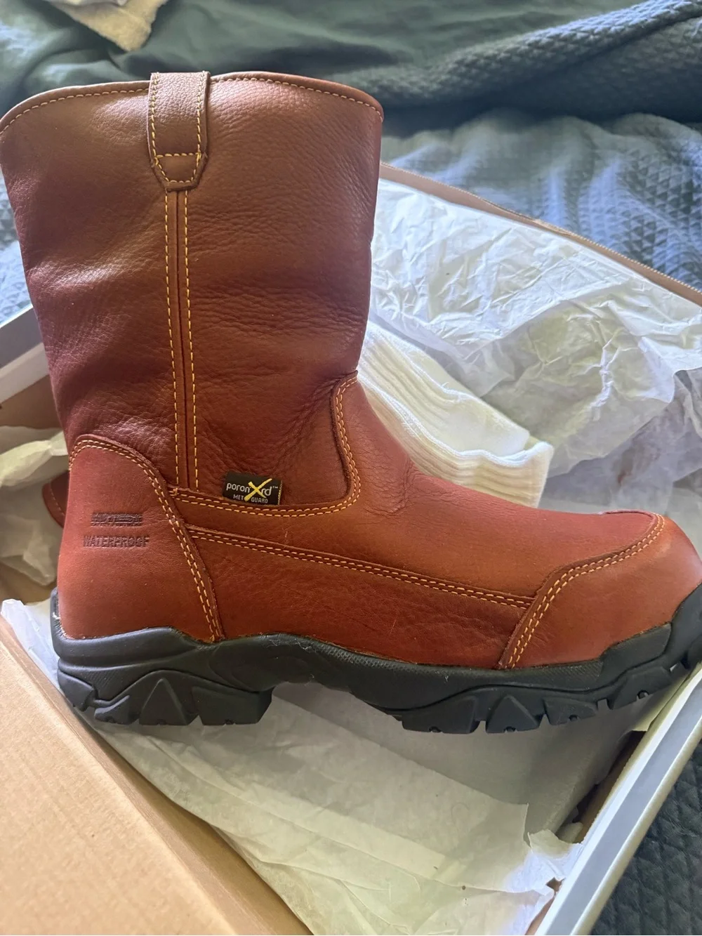 Waterproof Men's Brown Leather Work Boots